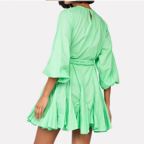 Rhode mini dress ELLA dress poplin cotton resort bishop sleeve belt Medium - Picture 2 of 13